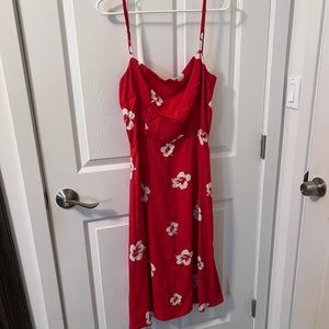 Reformation Mini Floral Dress red